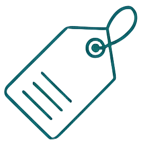 Tag icon representing simple pricing